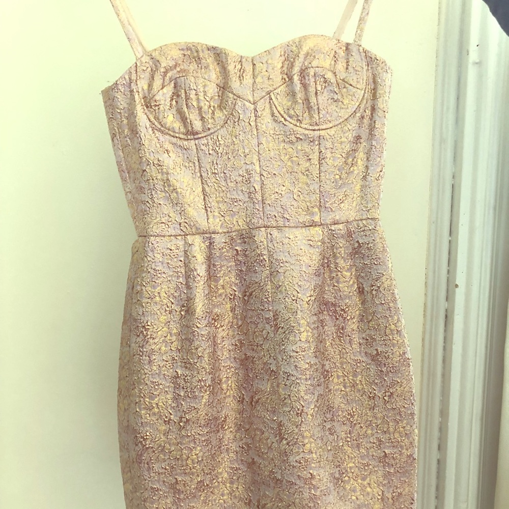 Jill Stuart Rose Gold Foil Detailed Mini Dress